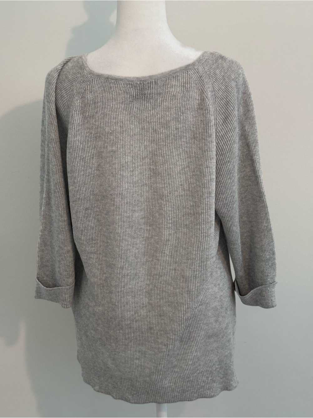 Massimo Dutti Ribbed Boatneck Women's Sweater - Gray